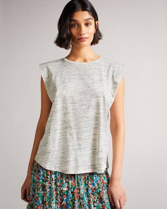 Ted Baker femmes 60VD580 vêtements gilet Julesa avec détails sur les épaules blanc