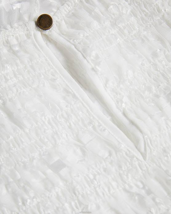 Ted Baker femmes 60VD593 vêtements tora - haut froncé à manches courtes blanc