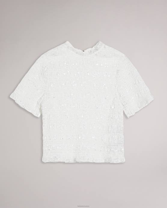 Ted Baker femmes 60VD593 vêtements tora - haut froncé à manches courtes blanc
