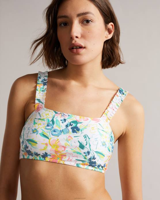 Ted Baker femmes 60VD620 vêtements Malray - haut de bikini à volants et fleurs blanc