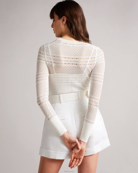 Ted Baker femmes 60VD634 vêtements cette pull court en point de dentelle blanc