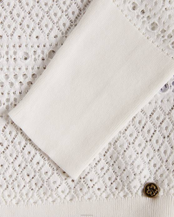 Ted Baker femmes 60VD634 vêtements cette pull court en point de dentelle blanc