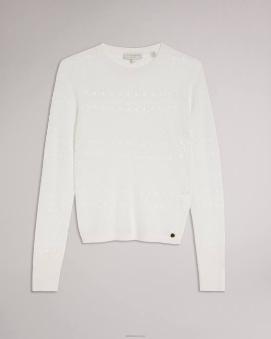 Ted Baker femmes 60VD634 vêtements cette pull court en point de dentelle blanc
