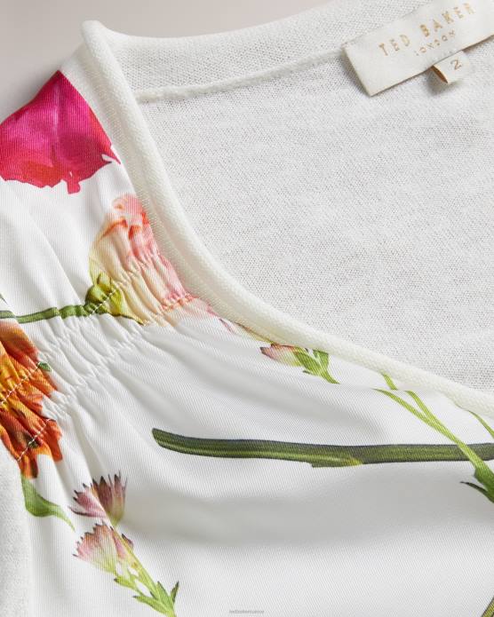 Ted Baker femmes 60VD279 vêtements chantri cardigan imprimé sur le devant tissé blanc