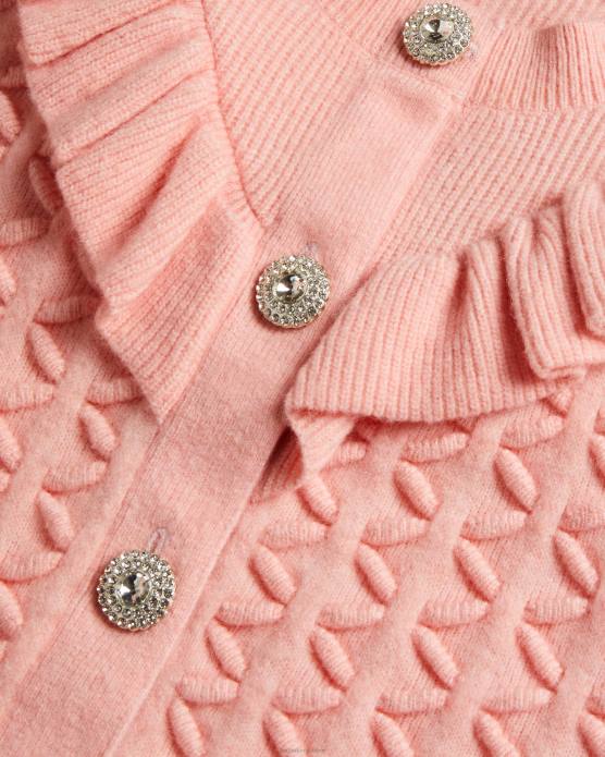 Ted Baker femmes 60VD280 vêtements Haniha - Cardigan ras de cou avec volants rose