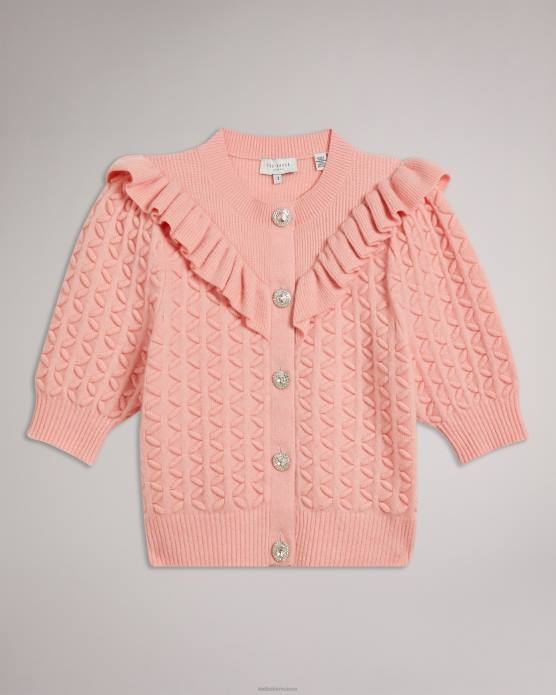 Ted Baker femmes 60VD280 vêtements Haniha - Cardigan ras de cou avec volants rose