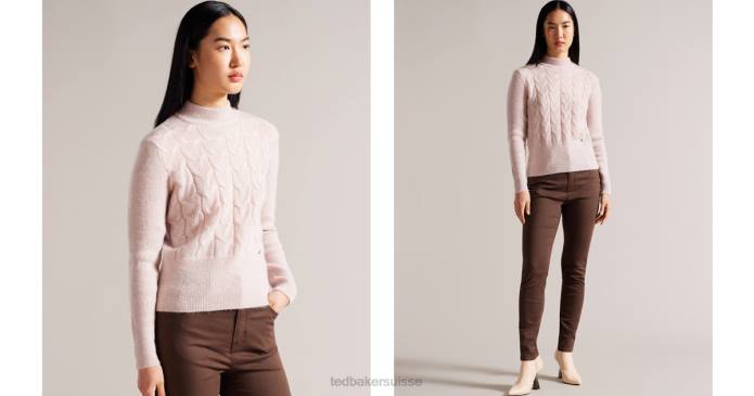 Ted Baker femmes 60VD109 vêtements pull torsadé en laine et mohair mélangés veolaa rose pâle