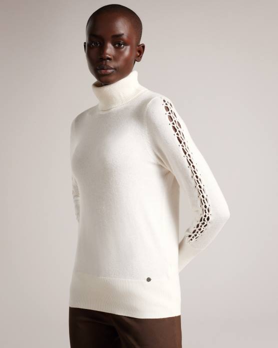 Ted Baker femmes 60VD124 vêtements pull col roulé maevia avec empiècement surpiqûre naturel