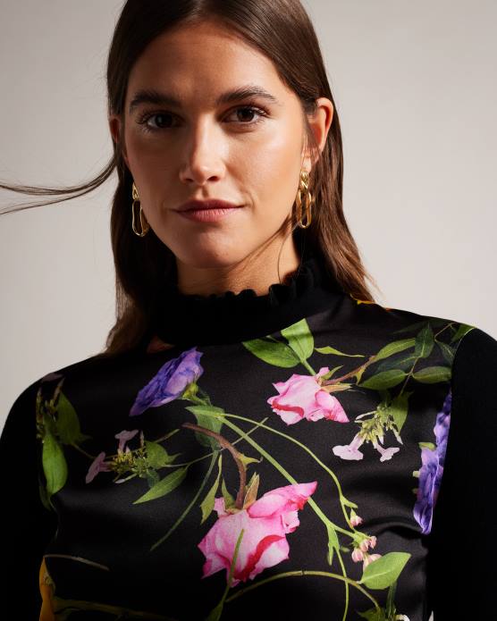 Ted Baker femmes 60VD146 vêtements daneaa - pull tissé à col évasé sur le devant noir