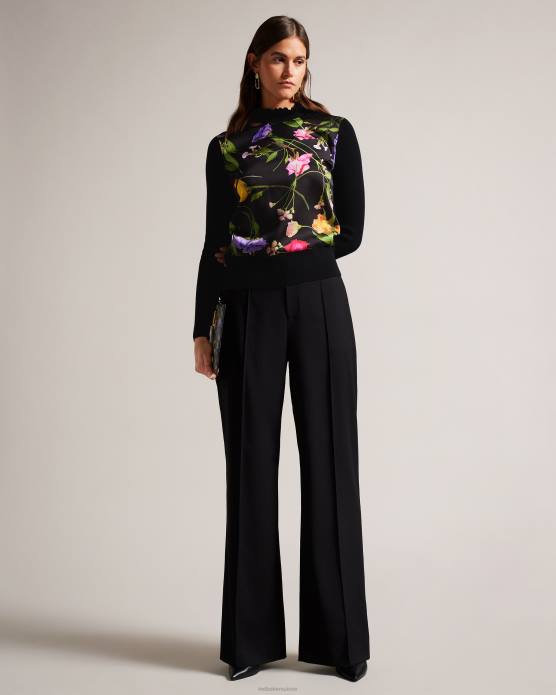 Ted Baker femmes 60VD146 vêtements daneaa - pull tissé à col évasé sur le devant noir