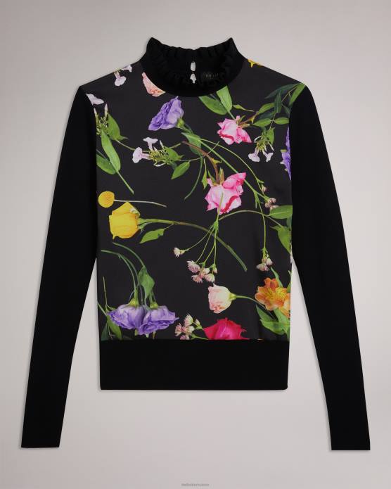 Ted Baker femmes 60VD146 vêtements daneaa - pull tissé à col évasé sur le devant noir