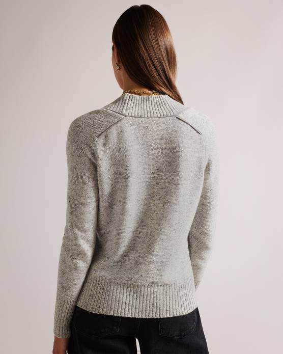 Ted Baker femmes 60VD354 vêtements noryah pull à manches longues et col en V marnes grises