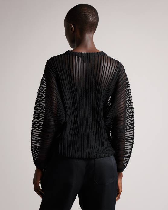 Ted Baker femmes 60VD357 vêtements pull en maille transparente à rayures nellay noir