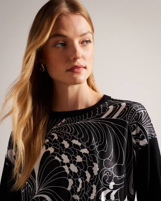 Ted Baker femmes 60VD47 vêtements pull sicell tissé sur le devant noir