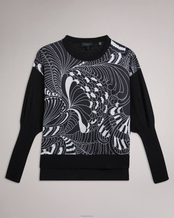 Ted Baker femmes 60VD47 vêtements pull sicell tissé sur le devant noir