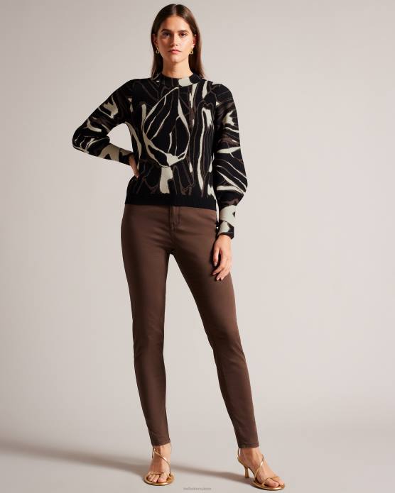 Ted Baker femmes 60VD89 vêtements pull abstrait marelia à manches bouffantes noir
