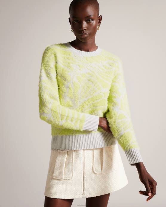 Ted Baker femmes 60VD91 vêtements pull marrlo en jacquard coupe facile vert pâle