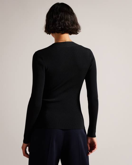 Ted Baker femmes 60VD103 vêtements Helenh - Haut tricoté à décolleté en cœur noir