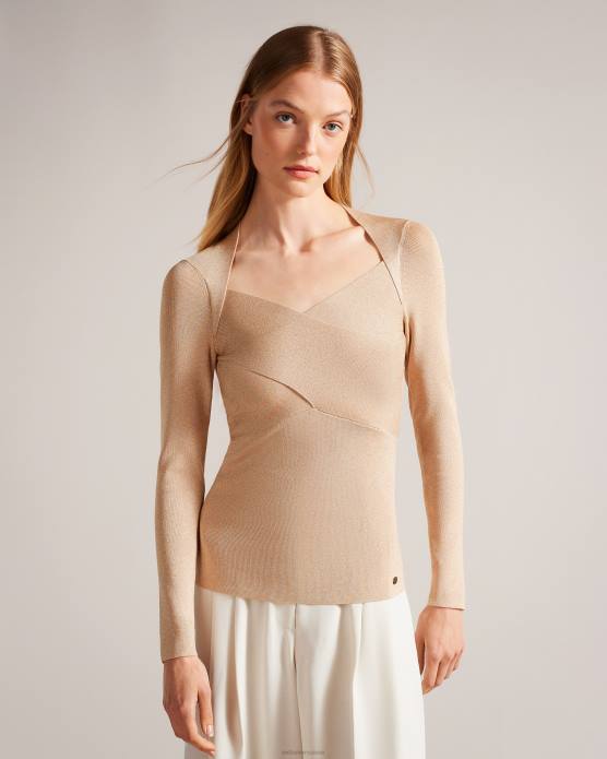 Ted Baker femmes 60VD110 vêtements eloisy - haut en maille croisée coupe slim rose sombre