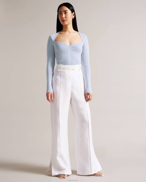 Ted Baker femmes 60VD436 vêtements Helenh - Haut tricoté à décolleté en cœur bleu bébé