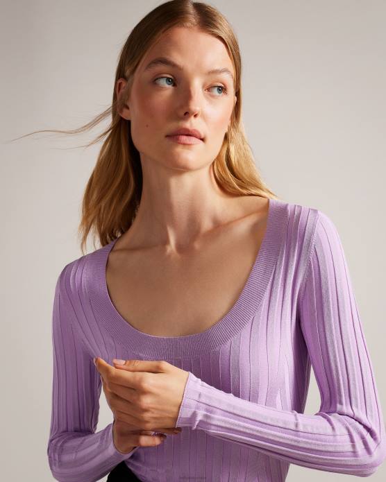 Ted Baker femmes 60VD46 vêtements jolia - haut en maille technique côtelée lilas