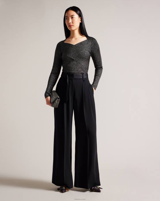 Ted Baker femmes 60VD95 vêtements eloisy - haut en maille croisée coupe slim noir