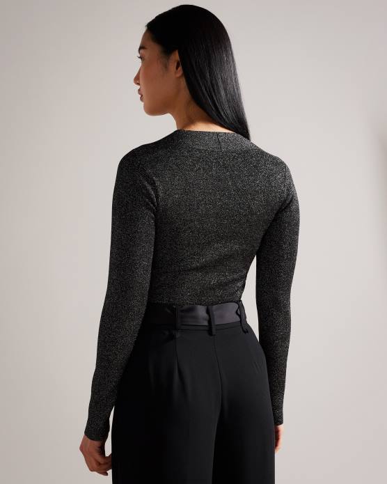 Ted Baker femmes 60VD95 vêtements eloisy - haut en maille croisée coupe slim noir