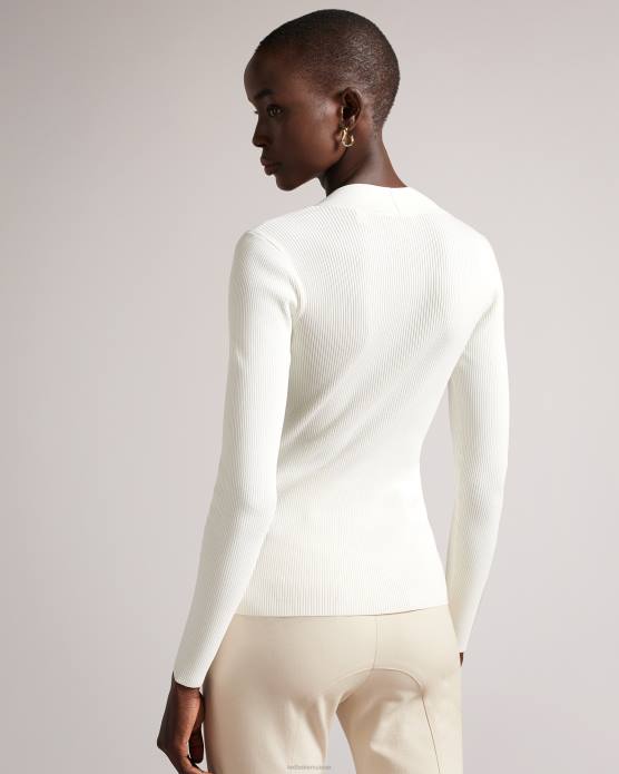 Ted Baker femmes 60VD99 vêtements Helenh - Haut tricoté à décolleté en cœur blanc