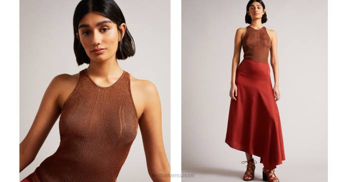 Ted Baker femmes 60VD363 vêtements débardeur en tricot felissa métallisé brun