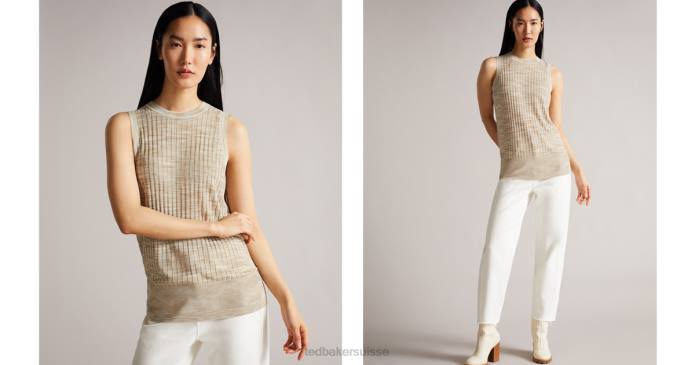 Ted Baker femmes 60VD407 vêtements débardeur côtelé en rayonne kcate naturel