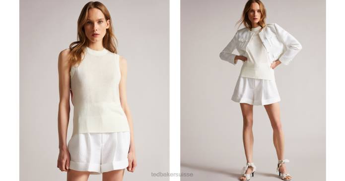 Ted Baker femmes 60VD559 vêtements débardeur en tricot à dos tissé tamian blanc