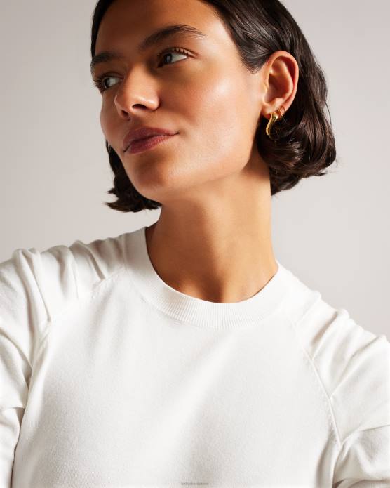 Ted Baker femmes 60VD111 vêtements pull à détails plissés Piyton blanc