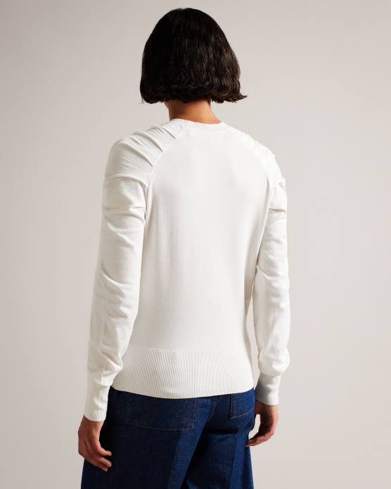 Ted Baker femmes 60VD111 vêtements pull à détails plissés Piyton blanc