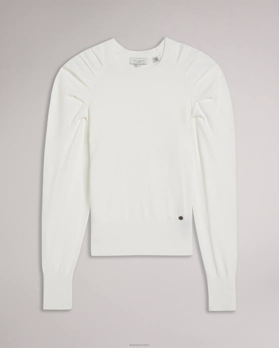 Ted Baker femmes 60VD111 vêtements pull à détails plissés Piyton blanc