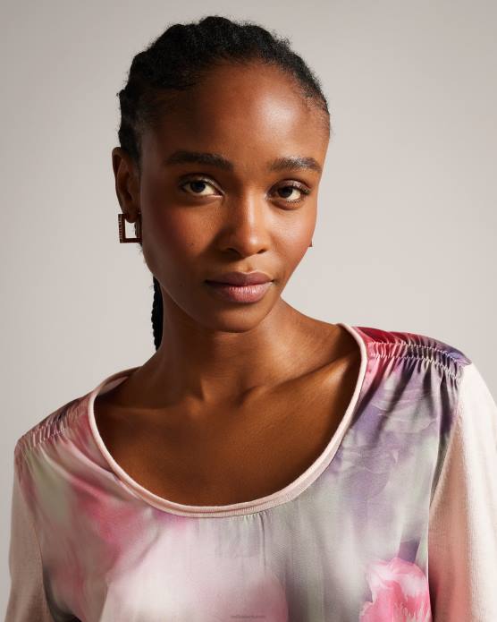 Ted Baker femmes 60VD147 vêtements Lusindi pull tissé à col en V sur le devant corail