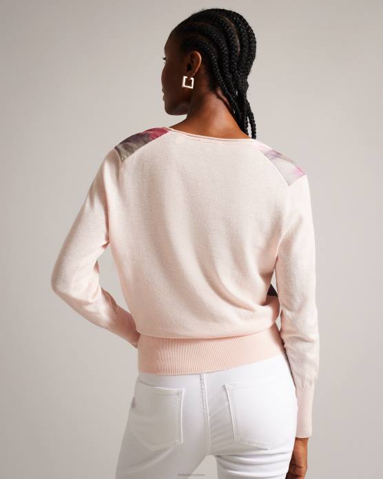 Ted Baker femmes 60VD147 vêtements Lusindi pull tissé à col en V sur le devant corail