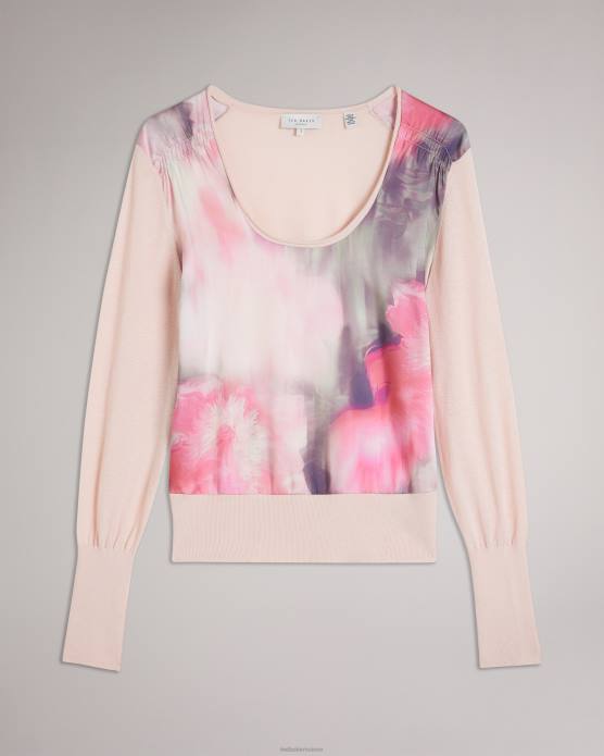 Ted Baker femmes 60VD147 vêtements Lusindi pull tissé à col en V sur le devant corail