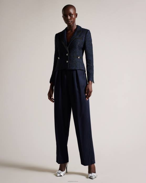 Ted Baker femmes 60VD218 vêtements Alenaah - Blazer bouclé avec détails ornementés bleu foncé