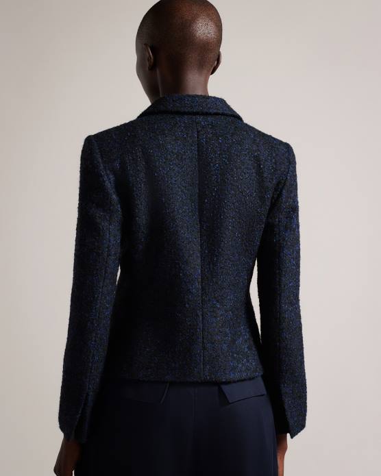 Ted Baker femmes 60VD218 vêtements Alenaah - Blazer bouclé avec détails ornementés bleu foncé