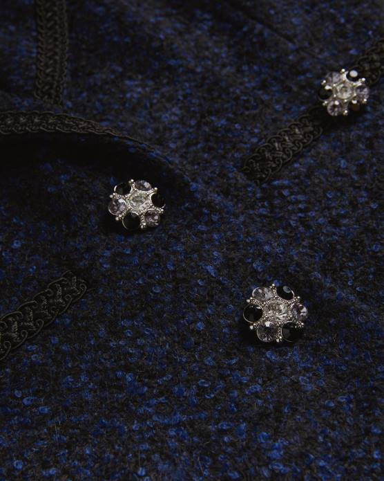 Ted Baker femmes 60VD218 vêtements Alenaah - Blazer bouclé avec détails ornementés bleu foncé