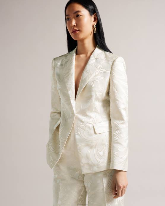 Ted Baker femmes 60VD303 vêtements blazer jacquard coupe slim à simple boutonnage majia naturel