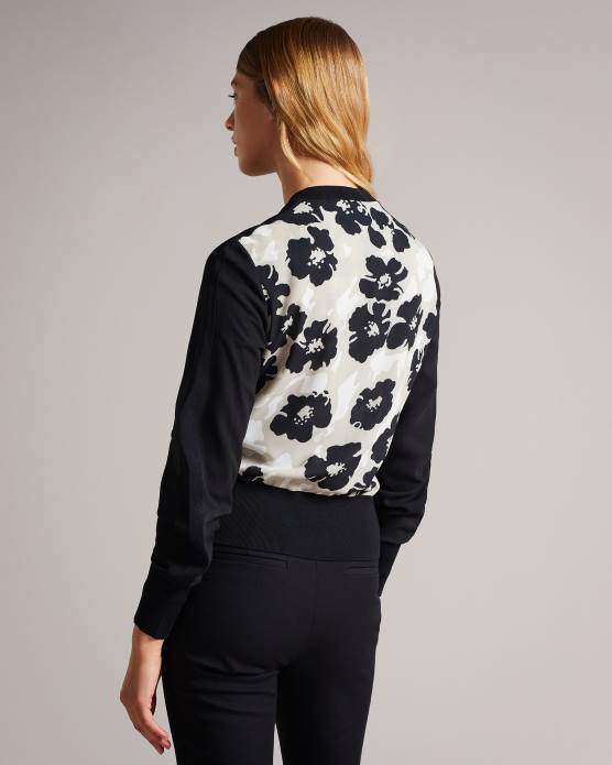Ted Baker femmes 60VD534 vêtements cardigan en maille à dos tissé millieo noir