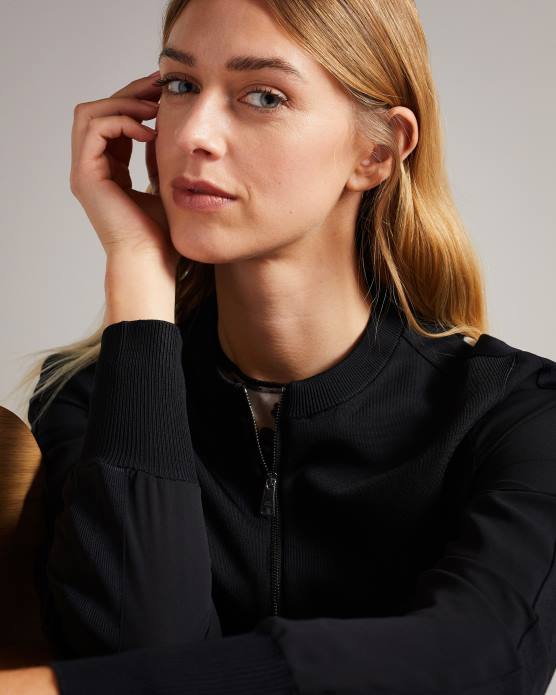 Ted Baker femmes 60VD534 vêtements cardigan en maille à dos tissé millieo noir