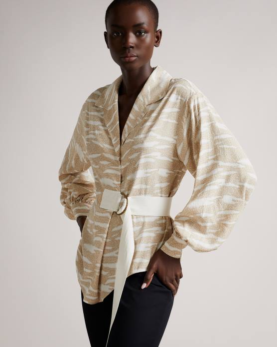 Ted Baker femmes 60VD592 vêtements anehsa - haut imitation cache-cœur avec anneaux en D chameau