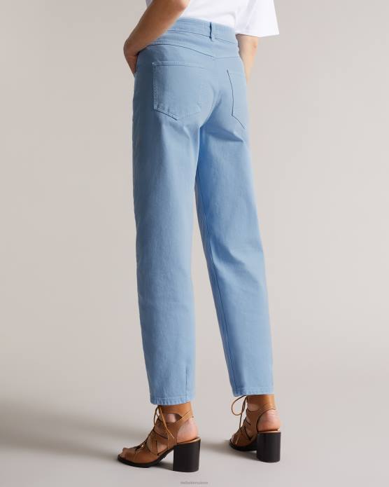 Ted Baker femmes 60VD616 vêtements Jean à jambe droite Zandin avec empiècement sur le devant et détails plissés lavage léger