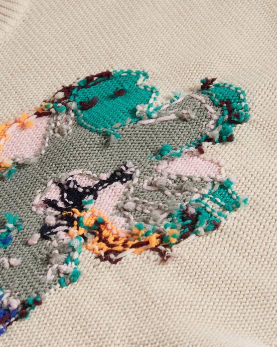 Ted Baker femmes 60VD630 vêtements pull en laine à fleurs texturé lejah brun clair