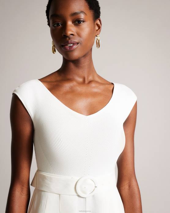 Ted Baker femmes 60VD189 vêtements Tabbiaa - Combinaison large à corsage en maille blanc