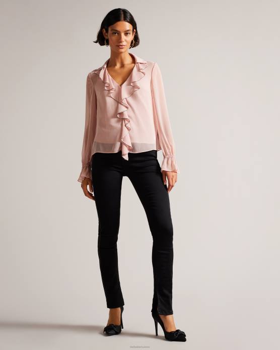 Ted Baker femmes 60VD106 vêtements jean anetaa finition satinée avec ourlet fendu noir