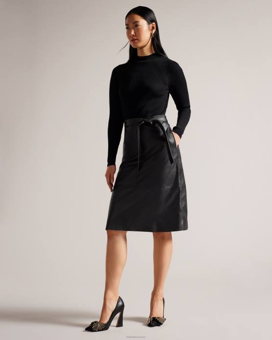 Ted Baker femmes 60VD129 vêtements robe corsage en maille alltaa avec jupe en cuir noir