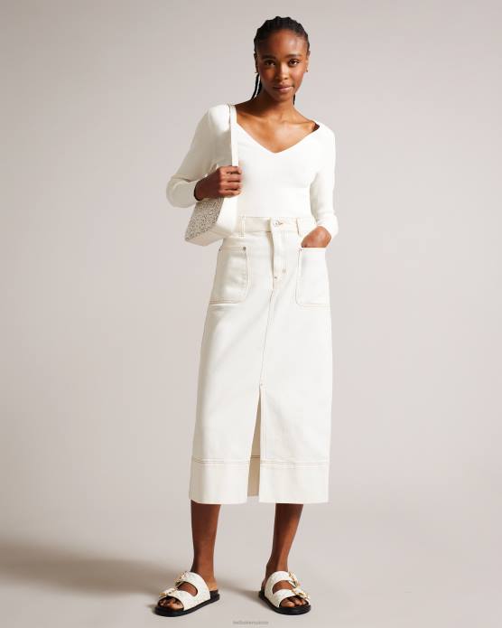 Ted Baker femmes 60VD136 vêtements jomana jupe crayon mi-longue en jean Ivoire